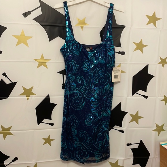Trixxi Girl Navy/Turquoise dress Medium~NWT - Picture 1 of 7